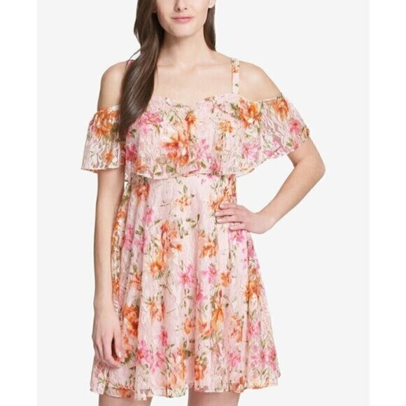 KENSIE Floral Lace Cold-Shoulder Dress NWT 2 - Picture 1 of 6